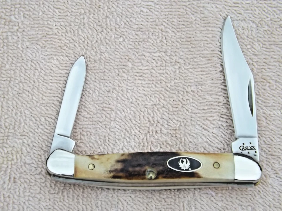 Navaja de bolsillo RUGER 2005 Case XX FAT BURNT STAG mango bebé cabeza de cobre 52109x Foto 1 de 4