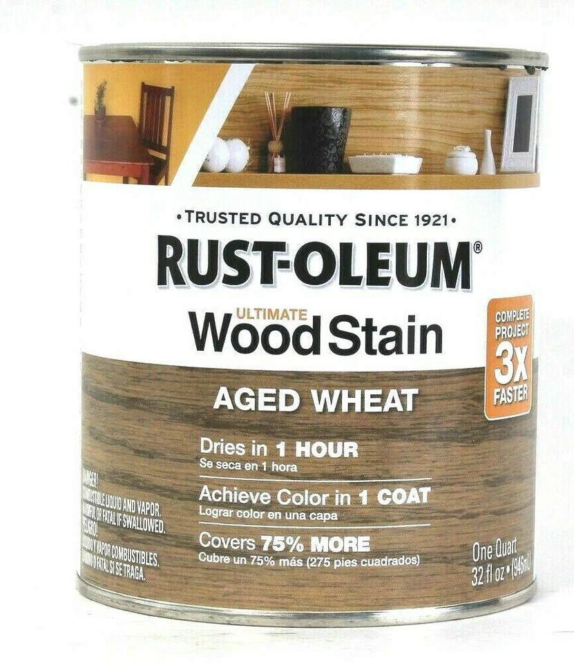 1 Can Rust-Oleum 32 Oz Ultimate Wood Stain Aged Wheat Dries In 1 Hour FREE SHIP - Image 1 of 1