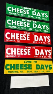 Lot of 6 Cheese Days Monroe, WI Bumper Sticker 76, 78, 84, 86, 88, 08 UNUSED - Picture 1 of 4