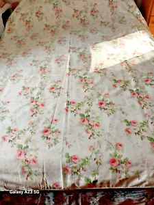 Copripiumino matrimoniale Ralph Lauren Meadow Way - rose rosa su bianco - casetta - cotone 1990 - Foto 1 di 11