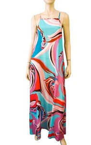 EMILIO PUCCI sz 44 Abstract Cotton Silk Blend Maxi Dress with Knotted RIng Back - Picture 1 of 7