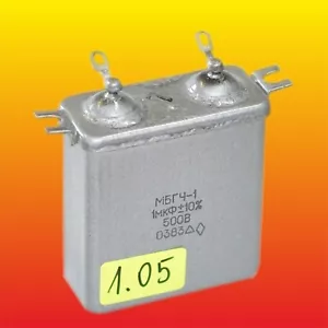 1 uF 500 V CONDENSADOR DE AUDIO PIO RUSO CON PLACA MBGCH-1 МБГЧ-1 - Imagen 1 de 4