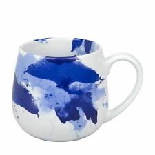 Blue Watercolour Mug Konitz Flow Art Porcelain 400ml Coffee Cup Snuggle Shape