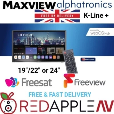 Alphatronics 12/24V Freeview Freesat Smart TV 19"/22"/24" K-LINE+ FREE P&P - Image 1 of 4