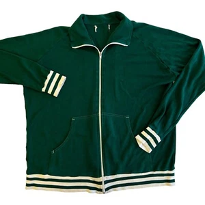 Vtg 70 80's Men Forest Green Running TRACK SUIT Jacket STREETWEAR Windbreaker XL - Picture 1 of 7