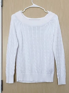 RALPH LAUREN White Sexy Shoulder Sweater Size M $98.00 - Picture 1 of 3