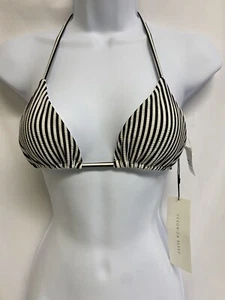 Veronica Beard Bikini Top Sz XS Black & White Vertical Stripes New With Tags - Picture 1 of 6