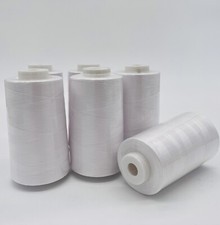 Lot of 6 Big T27 White Sewing Machine Serger Thread Spools 6000 YDS/spool