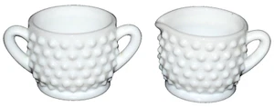 Juego de plato de azúcar y crema individual Hobnail de vidrio de leche Fenton de colección - Imagen 1 de 3