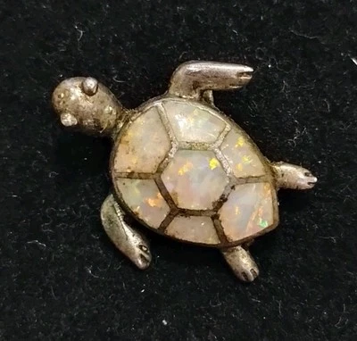 Colgante tortuga/tortuga de plata de ley 925 madreperla ópalo blanco  Foto 1 de 4