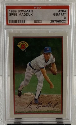 1989 BOWMAN GREG MADDUX #284 PSA 10 ЗАЛ СЛАВЫ - ГОЛОГРАММА CERT 🔥🔥🔥 - Изображение 1 из 2