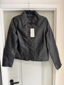 Mint Velvet Black Leather Pocket Detail Jacket Medium - Picture 1 of 10