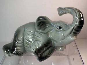 Statuina elefante ceramica Lusterware tronchi buona fortuna made in Brazil - Foto 1 di 6