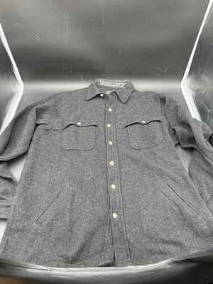 VTG Eddie Bauer Wool Mackinaw Shirt Mens Large Thick Hunting Blk/Gry - Image 1 of 4