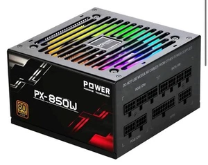 850 Watt Power Supply 80 Plus Gold - Silent 12cm RGB Fan, Full Modular, - Photo 1/15