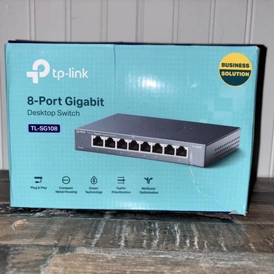 TP-Link  TL-SG108  8-Port Gigabit Desktop Ethernet Switch  10/100/1000 Mbps - Image 1 of 4