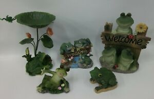 Lot of 5 Assorted Frog Figurines Garden Yard Outdoor Porch Decor