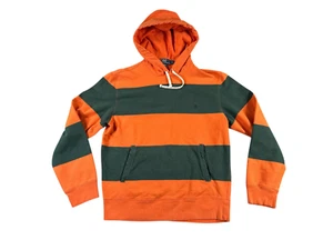Vintage Polo Ralph Lauren Hoodie Mens Small Orange Green Striped 90s Sweatshirt - Picture 1 of 11