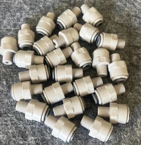 Lot of 25 John Guest PI010801S 1/4" Tube x 1/8" BSPT Straight Adapter New - Picture 1 of 12