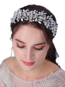 Silver Crystal Bridal Headband Wedding Tiara Hair Accessories for Women Birthday - Picture 1 of 1