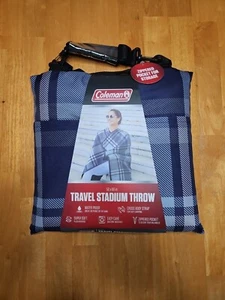 New Blue COLEMAN Travel Stadium Throw 50x60" Waterproof Soft Plush Reversible - Picture 1 of 4