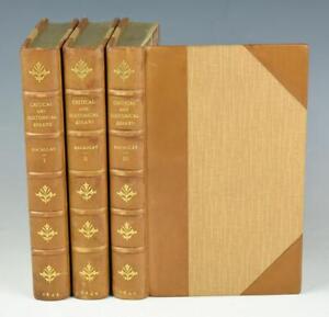 Macaulay Critical and Historical Essays 3 Volumes Fine Binding Zaehnsdorf 1843