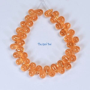 Gem Grade Orange Spessartite Mandarin Garnet Smooth Teardrop Briolette Bead 3" - Picture 1 of 12