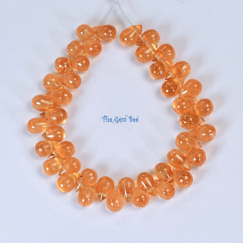 Gem Grade Orange Spessartite Mandarin Garnet Smooth Teardrop Briolette Bead 3" - Image 1 of 4