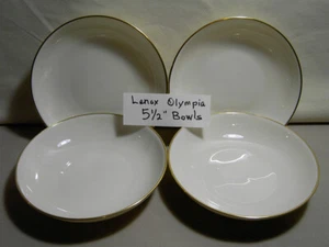 Lot Set 4 Lenox Olympia 5 1/2" Berry Fruit Dessert Bowls Ivory Cream Gold Rim - Picture 1 of 4