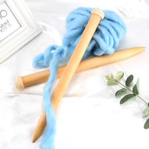 2 PCS 15/20/25 MM Wood Knitting Needle For DIY Sweater Yarn Knitted Accessories - Picture 1 of 13