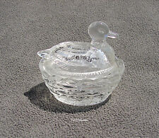 Uncommon Clear Glass 2 7/8 inch Duck on Nest Covered Dish ACD Salt Italy
