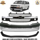 Front Bumper Face Bar Chrome & Grille For 2003-2017 Chevy Express/GMC Savana Van Chevrolet Chevy Van