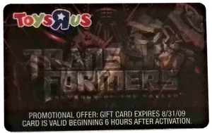 TOYS R US GIFT CARD TRANSFORMERS REVENGE OF THE FALLEN COLLECTABLE NO VALUE 1071 - Picture 1 of 2