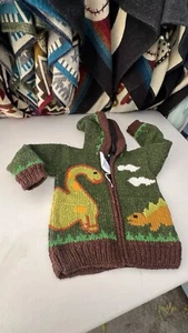Kids Ethic Alpaca Cotton Knit Handmade In Ecuador Zip Hood Sweater Jacket Size 5 - Picture 1 of 4