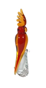 Vintage MURANO style GLASS Cockatoo Parrot Golden Orange Red 12” - Picture 1 of 13