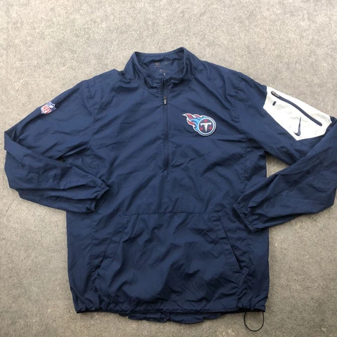 Tennessee Titans Pullover Men Medium Blue Long Sleeve 1/4 Zip Windbreaker Logo * Cover