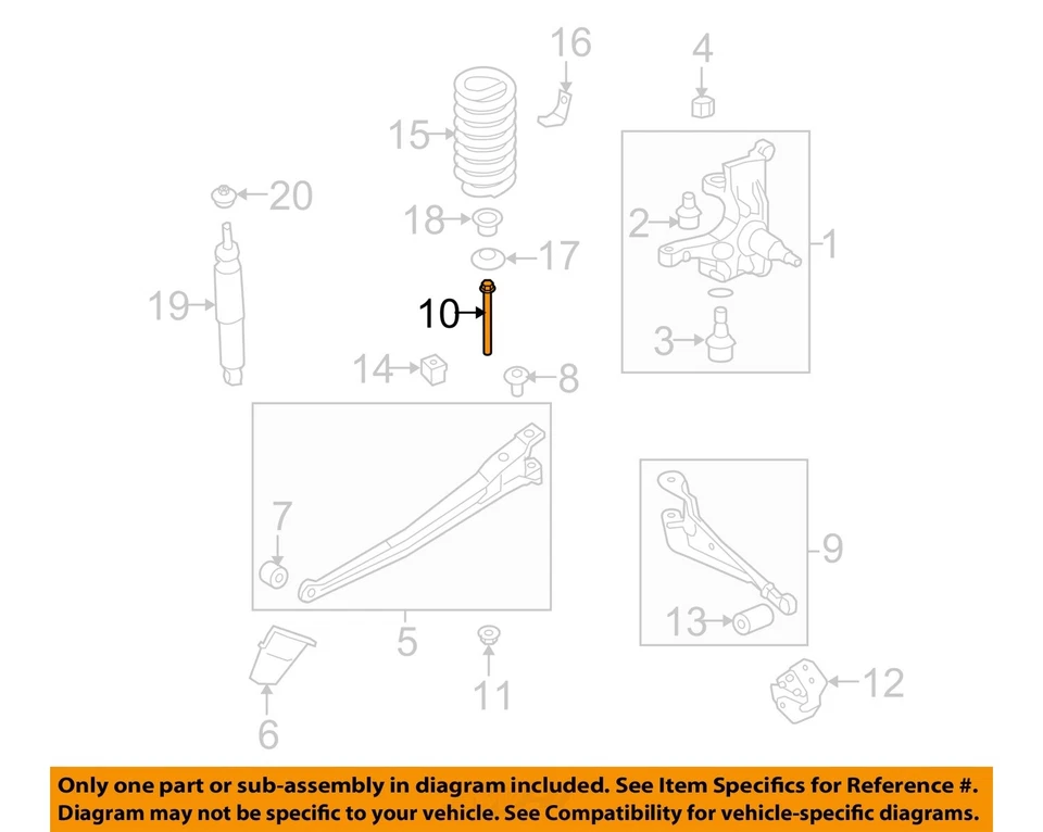 Componentes de suspensión Ford OEM 08-23 E-150 - Perno de brazo de radio N806592S150 Foto 1 de 2