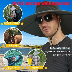 Sombrero de cubo plano de ala súper ancha Ushake impermeable para hombres mujeres sombrero para el sol para pesca - Imagen 1 de 127