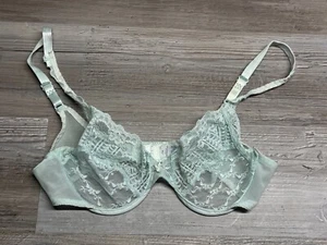 Vintage Lily Of France Lace Underwire Bra Light Baby Blue Size 34B Full Coverage - Picture 1 of 6