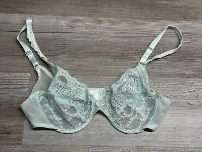 Sujetador con aros de encaje vintage Lily of France azul claro bebé talla 34B cobertura completa Foto 1 de 4