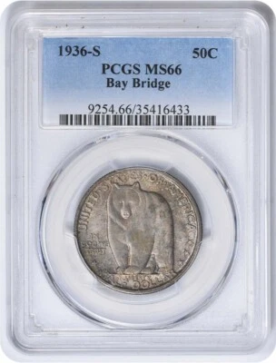 Bay Bridge Commemorative Silver Half Dollar 1936-S MS66 PCGS - Image 1 of 2