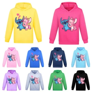 Kids Boys Girls Cute Lilo & Stitch Hoodie Casual Sweatshirt Pullover Jumper Top - Picture 1 of 30
