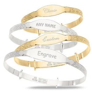Brazalete Personalizado Infantil CUALQUIER NOMBRE/FUENTE Pulsera Regalo Bautizo Plata - Imagen 1 de 8