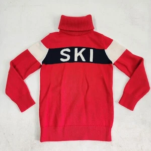 Perfect Moment Sweater Ski Red Merino Wool Ski Turtleneck Knit Pullover Youth 10 - Picture 1 of 14