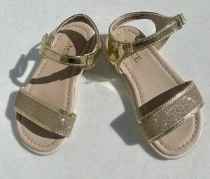 Girls Children's Place Gold Sparkle Sandals Open Toe Size 8 Toddler Fancy - Picture 1 of 6