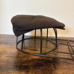 Cappello BROOKS BROTHERS Newsboy Gatsby Cabbie 100% lana ITALIA marrone spina di pesce M - Foto 1 di 6