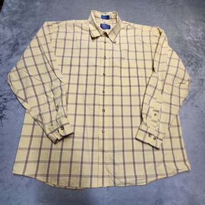 Camisa Pendleton Para Hombres XL Amarilla A Cuadros Manga Larga Botón Frontal Algodón Informal Foto 1 de 4