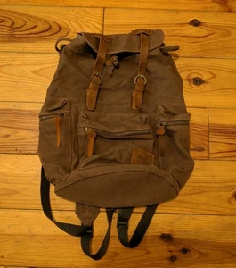 VOKUL DAMEN BRAUN CANVAS & LEDER TASCHE RUCKSACK SEHR GUTER ZUSTAND - Bild 1 von 14