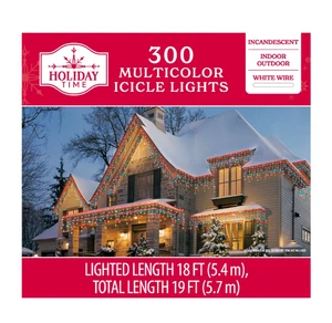 Holiday Time 300-Count Clear Icicle Christmas Lights, 18ft Indoor/Outdoor Decor - Picture 1 of 6