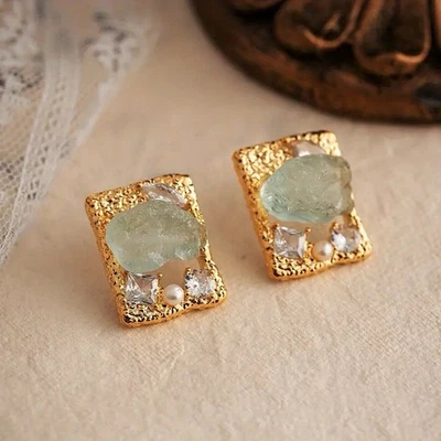 Pendientes Geométricos Perla Alexis Bittar ESTILO Claro Tachuela Oro Declaración De Colección Circonita Foto 1 de 4